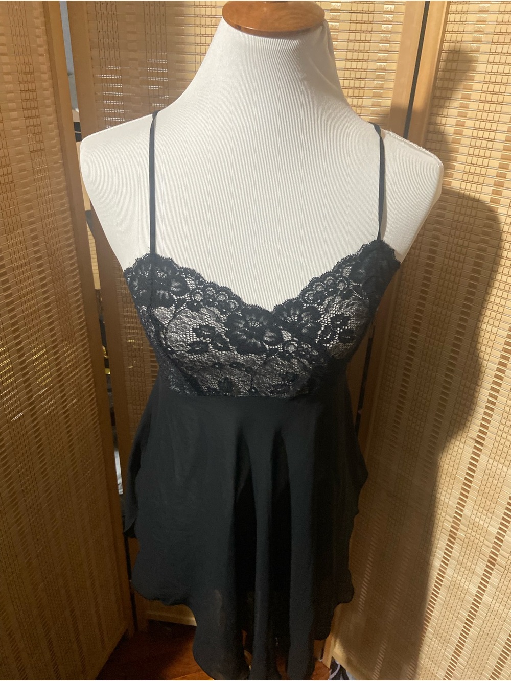 Victoria's Secret vintage black lace babydoll slip dress y2k size Small
